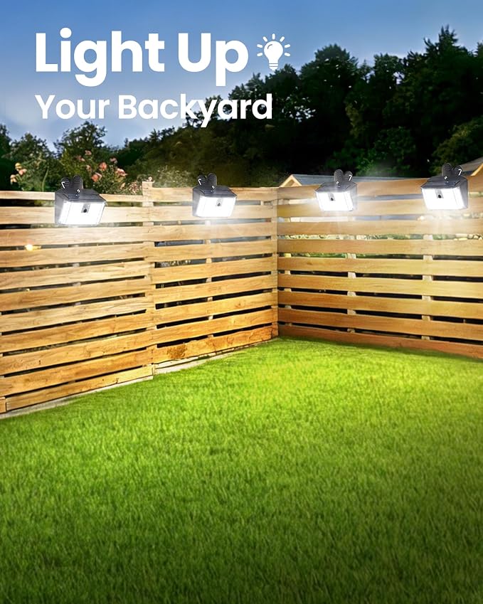 LUHLEE 176LED Clip on Solar Lights Outdoor, 600LM Solar Motion Lights Outdoor with 180° Wide Angle, IP65 Waterproof Portable Solar Fence Lights Outdoor for Fence, Gutter, Garden, Camping, Patio 6Pack