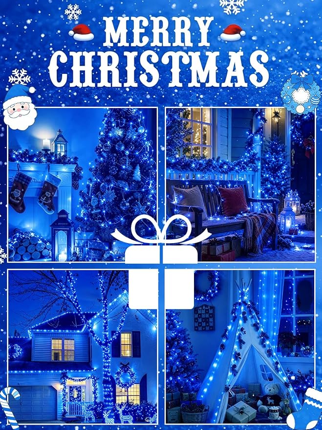 4 Pack 60 LED Fairy Lights Battery Operated with Timer, String Lights Blue | 20 FT, Cuttable Copper Wire, Waterproof Battery Lights for Indoor Outdoor, Wedding, Birthday, Bedroom, Christmas Decorations