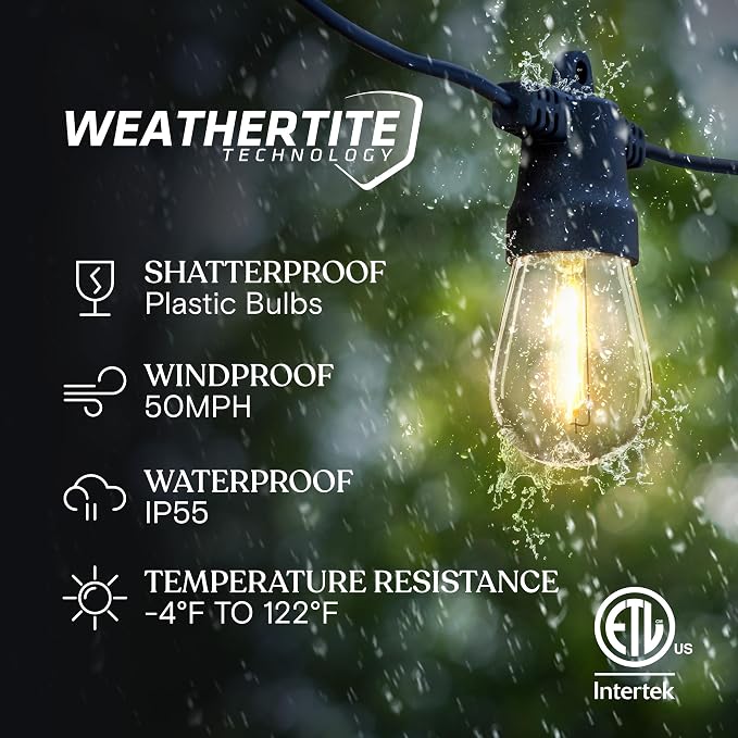 Brightech Ambience Pro Solar String Lights, Commercial Grade 27 ft