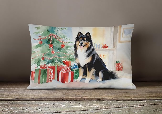 Caroline's Treasures DAC2655PW1216 Finnish Lapphund Cozy Christmas Throw Pillow Machine Washable, Indoor Outdoor Decorative Pillow for Couch, Bed or Patio, 12HX16W