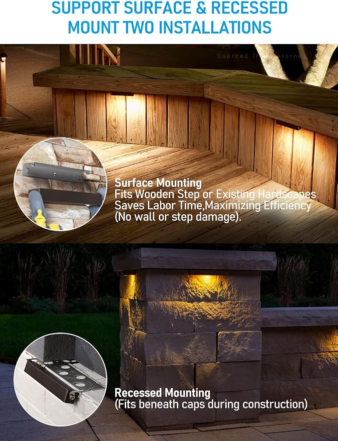LEONLITE 8-Pack 7 Inch LED Hardscape Lighting, 3W/4W/5W, 2700K Soft White | Update Dimmable Retaining Wall Lights, Low Voltage Landscape Lighting, 12-24V AC/DC Paver Light, Outdoor Step Lights, ETL