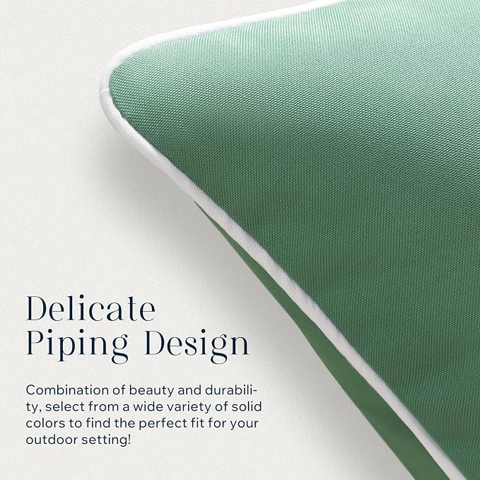 Phantoscope Pack of 2 Outdoor Waterproof Throw Pillow Covers Decorative Square Cushion Case Patio Pillows for Couch Tent, Pine Green 18x18 inches