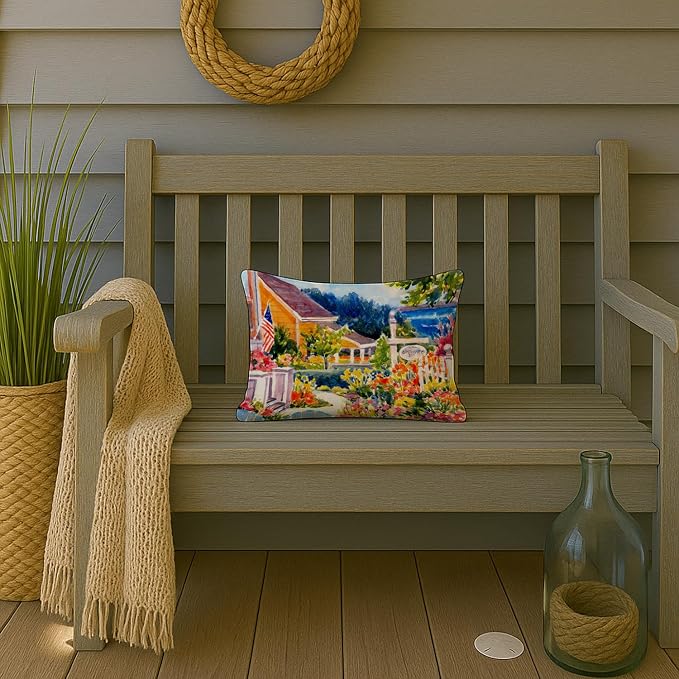 Caroline's Treasures 6032PW1216 Seaside Beach Cottage Canvas Fabric Decorative Pillow Machine Washable, Indoor Outdoor Decorative Pillow for Couch, Bed or Patio, 12HX16W