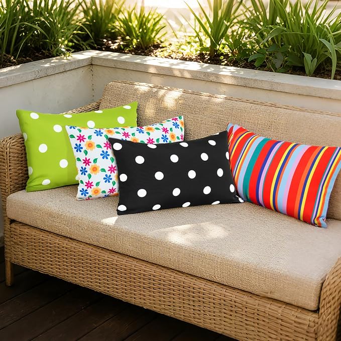 Eternal Beauty 20" x 12" Set of 2 Outdoor Pillow Covers Decorative Pillow Covers for Fall Couch Pillows (Yellow-Blue Flower, 20" x 12" (Pack of 2))