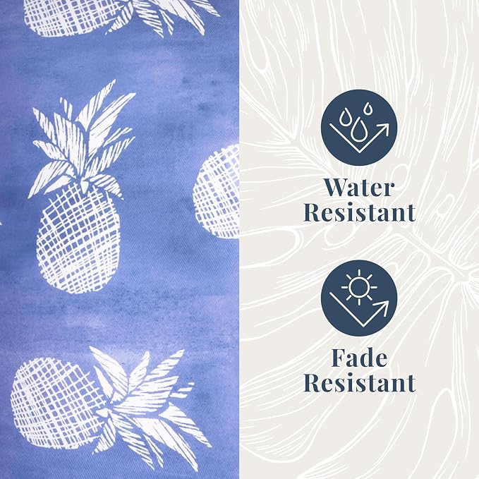 Tommy Bahama 18" x 18" Indoor/Outdoor Pillows, Pack of 2, Pineapple Blue | Water-Resistant, Fade-Resistant Cushions with Inserts, Reversible Covers For Patio, Poolside And Garden Seating