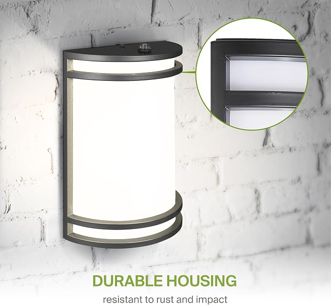 ASD 10 Inch Dusk to Dawn LED Outdoor Sconce Lights - 15W 120-277V 3000K-5000K Black Exterior Lighting Fixtures, Exterior Lights for House, Photocell Patio Wall Light Fixture ETL 2 Pack