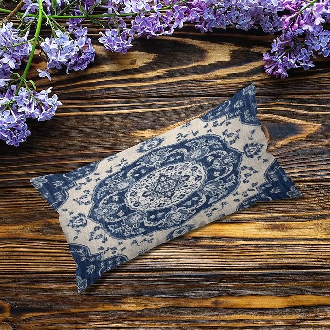Set of 2 Classical Navy Blue Damask Pattern Pillow Covers 12x24in Farmhouse Canvas Cushion Covers Outdoor for Couch Chair Home Decor for Family Friends