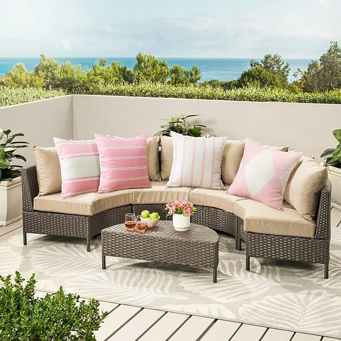 OTOSTAR Outdoor Waterproof Pillow Covers 18x18 Inch Geometry Decorative Throw Pillow Cases Square Modern Cushion Case Garden Throw Pillow Covers Pack of 4 Pillow Shell for Patio Furniture Couch (Pink)