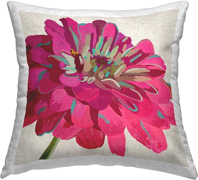 Stupell Industries | Bold Magenta Dahlia Flower Bloom, 18 x 18 | Outdoor Pillow, Made in USA - By Suzanne Allard