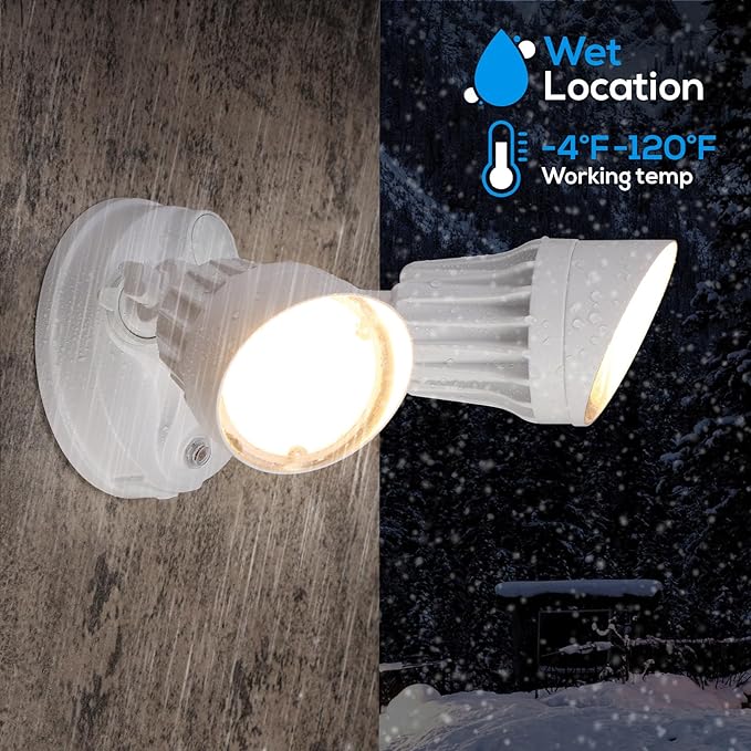 LEONLITE 3CCT Dusk to Dawn LED Security Lights with Photocell, White | Adjustable Dual-Head Flood Light Outdoor, 3000K/4000K/5000K Selectable, 25W(200W Equiv.), Wet Location, Aluminum, ETL Listed