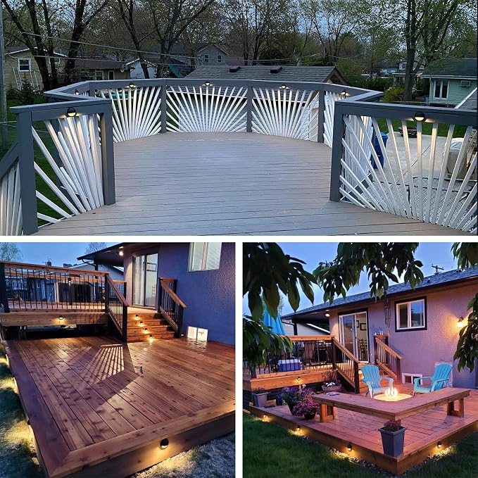 6-Pack Low Voltage LED Deck Lights, Landscape Stair Railing Light Fixture, 2W 3000K Integrated LED Chips, Die-cast Aluminum 12V AC/DC Accent Lighting with Black Powder Coated Finish, UL-Listed