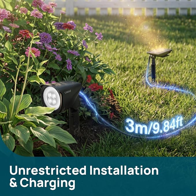 Linkind Smart Solar Lights Outdoor Waterproof SL6C,Dual Ring Tree Spotlight | Solar&USB Charging Solar Spotlights Outdoor Waterproof IP66,Color Changing Spot Light for Tree,Yard, Landscape, House, 1 Pack