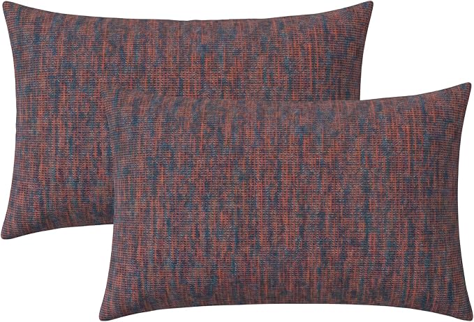 RSH DECOR: Sunbrella Lumbar Throw Pillows Set of 2 | 20" x 12" | Water and Fade-Resistant Fabric | Outdoor Pillow Covers with Down-Alternative Inserts | Made in USA (Platform Horizon)