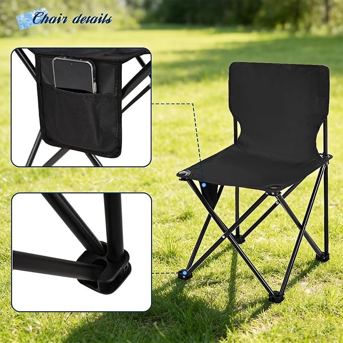 Camping Table Folding Portable Camp Table with 4 Chairs, Folding Picnic Table with Carry Bag Indoor Outdoor for Camping, Beach, Patio, RV, Backyard BBQ, Sturdy, Stable, Easy to Carry, Black