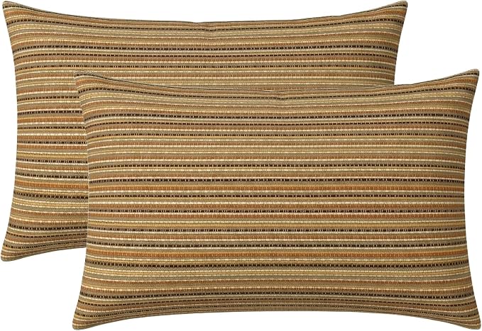 RSH DECOR: Outdura Lumbar Throw Pillows Set of 2 | 20" x 12" | Water and Fade-Resistant Performance Fabric | Outdoor Pillow Covers with Down-Alternative Inserts | Made in USA (Moran Sonoma)