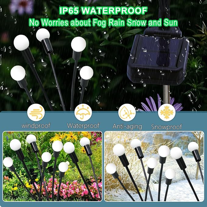 Kohlrabi Solar Garden Lights Outdoor, 4 Pack 32 LED Solar Purple Firefly Lights Waterproof, Sway by Wind, Halloween Swaying Light for Yard Patio Backyard Garden Planter Flower Bed Pathway Decoration