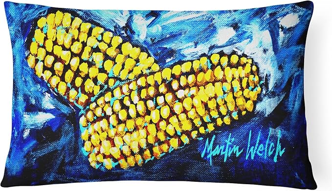Caroline's Treasures MW1235PW1216 Two Corn Please Canvas Fabric Decorative Pillow Machine Washable, Indoor Outdoor Decorative Pillow for Couch, Bed or Patio, 12HX16W