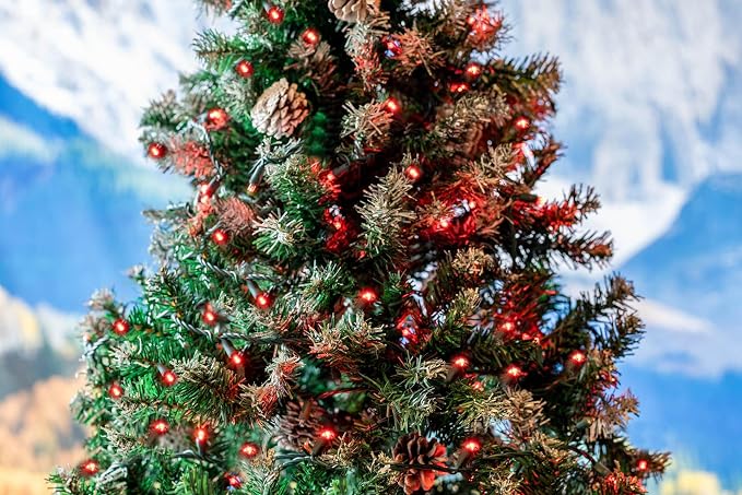 Novelty Lights 12-Pack, 50 Feet 100 LED Red Christmas Mini Light String on Green Wire, 5mm Wide Angle Bulbs, Connectable, Indoor/Outdoor Decor, UL Listed