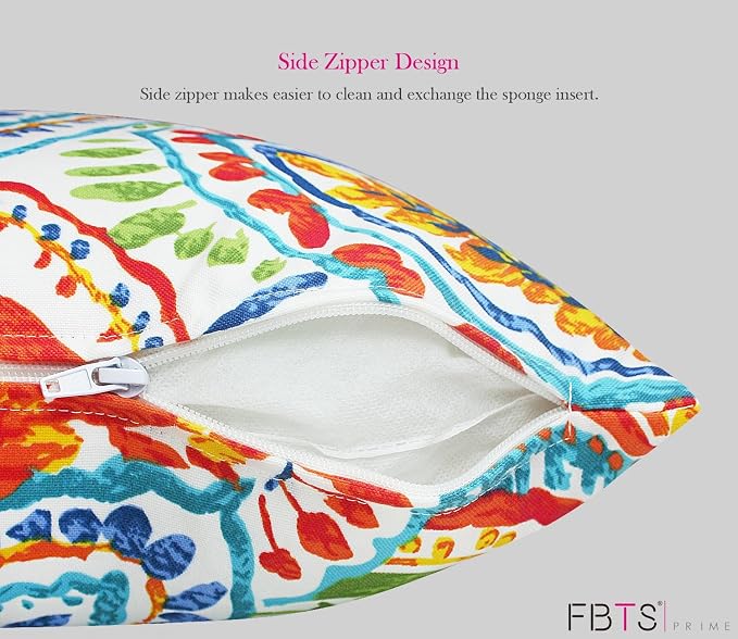 Outdoor Waterproof Decorative Throw Pillow Cover for Patio Furniture, 18x18 Inch Fade Resistant Patio Garden Cushion Cover for Couch Bed Sofa, Paisley Multi