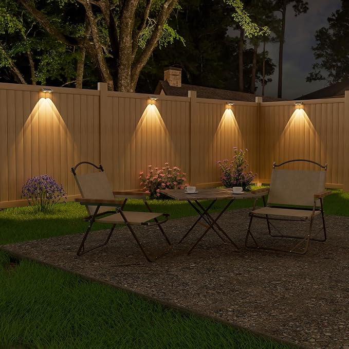 Solar Fence Lights,24 Pack Solars Deck Light,Warm White Color,Outdoor Bulb Waterproof Led IP65,Power Patio Lamp with Lenses for Outside/Backyard/Railing/Yard(White)