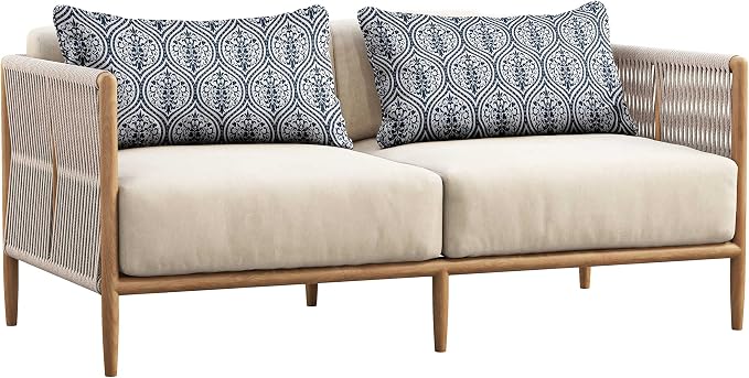 Indoor/Outdoor Polyester Fabric Lumbar Pillow Cover, All-Weather Waterproof Rectangular Cushion Case for Patio Furniture, 12 x 20 Set of 2 - Ogee-82