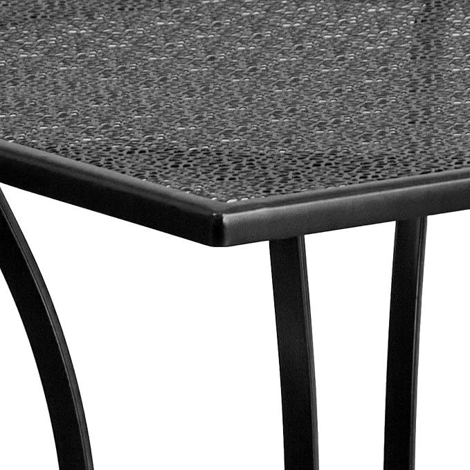 BizChair Commercial Grade 28" Square Black Indoor-Outdoor Steel Patio Table