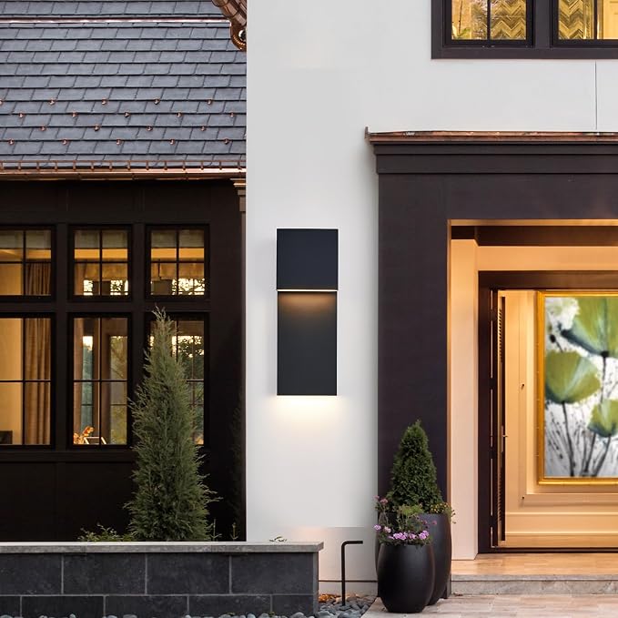 Tarentlight Modern LED Outdoor Wall Sconce 17W Integrated LED Outdoor Wall Mount,Anti Rust Textured Black Suit for Wet Locations and All Rooms,Easily Installed in Any Direction.Bulb Included.