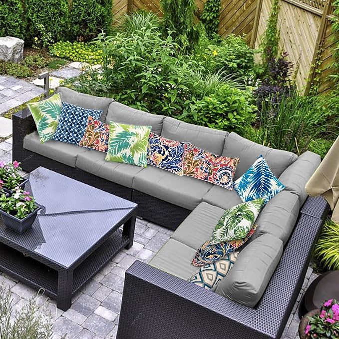 JMGBird Red Outdoor Pillows Waterproof Outdoor Pillow Covers with Inserts | 12x20 Pillow Insert Outdoor Lumbar Pillows Weather Resistant Throw Pillows for Patio Furniture