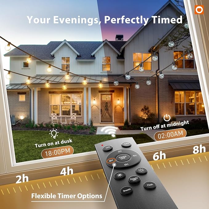addlon Outdoor String Lights 100FT G40 with Remote 54 LED Shatterproof Bulb | Dimmable Patio Globe Lights Waterproof, Hanging Outside Lighting for Backyard, Garden, Deck, Balcony, Porch, Café, Decor