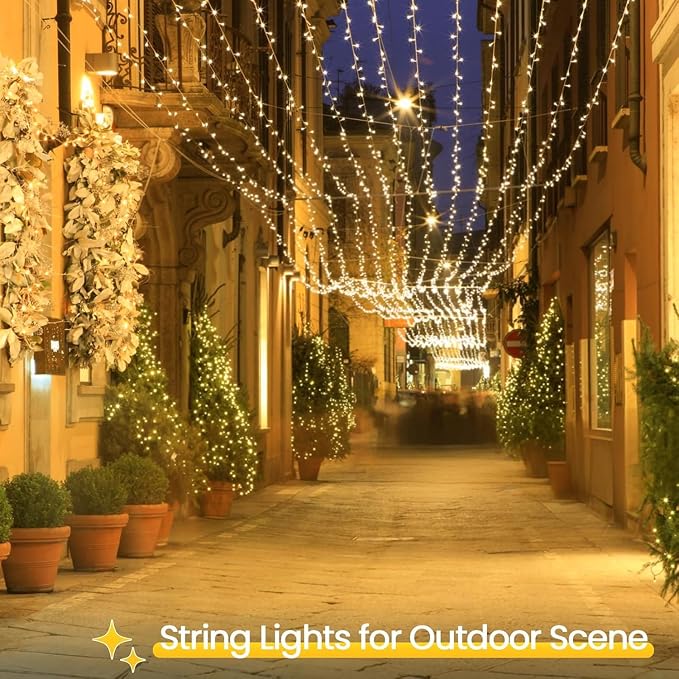 4 Pack 400 LED Battery Operated String Lights, 8 Modes Twinkle Fairy Lights | 132FT Warm White Christmas Lights Indoor Outdoor, Waterproof Battery Lights for Bedroom Party Porch Tree Holiday Decorations