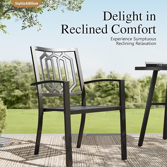 Sophia & William Patio Table and Chairs Set, Outdoor Dining Set for 8, 9 Piece Metal Patio Furniture, 60" Black Square Table(Geometry)