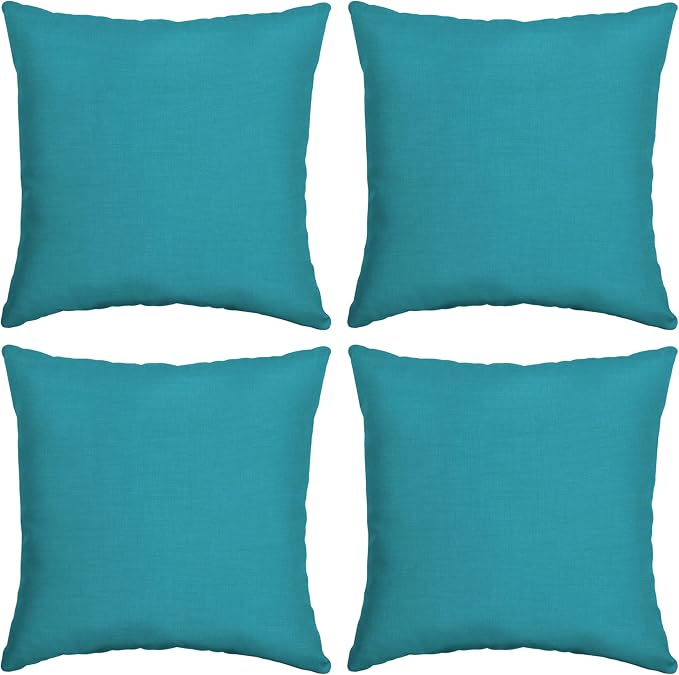 Arden Outdoor Toss Pillow, 4-Pack, 16x16, Lake Blue | Indoor/Outdoor Décor, Set of 4, 16 x 16, Rain-Proof, Fade Resistant, Mold and Mildew Resistant