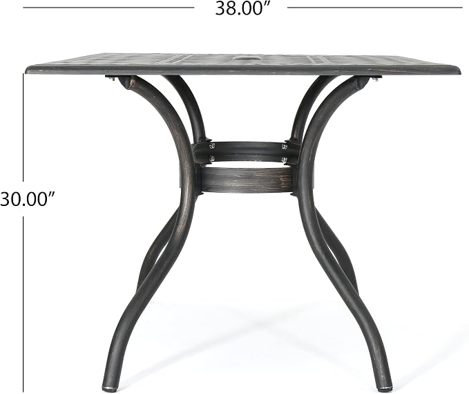 Christopher Knight Home Austin Outdoor Cast Aluminum Rectangular Dining Table, Shiny Copper Finish