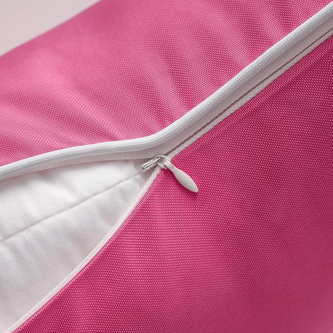 Phantoscope Pack of 2 Outdoor Waterproof Solid Throw Decorative Pillow Cover Decorative Square Outdoor Pillows Cushion Case Patio Pillows for Couch Tent, Hot Pink 20x20 inches 50x50 cm