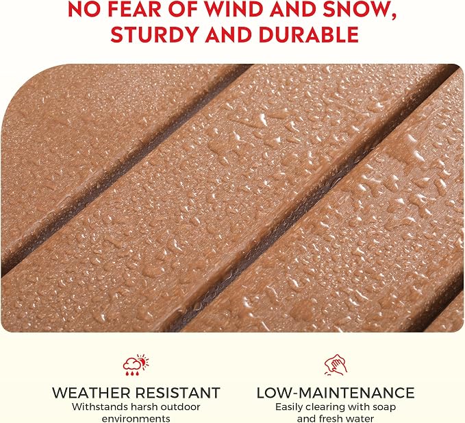 Costaelm Outdoor Patio Table, Outdoor Dining Table for 6, Weather Resistant Rectangle Patio Table with Umbrella Hole for Outside, Garden, Poolside, Porch, Teak
