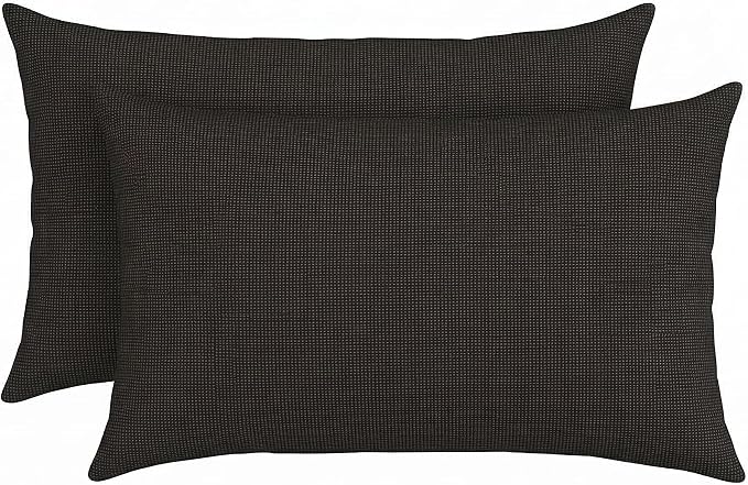 RSH DECOR: Sunbrella Lumbar Throw Pillows Set of 2 | 20" x 12" | Water and Fade-Resistant Performance Fabric | Outdoor Pillow Covers with Down-Alternative Inserts | Made in USA (Fife Slate)