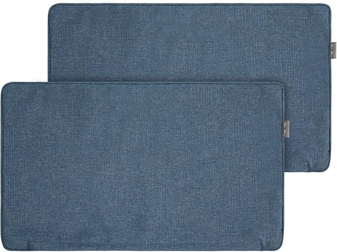 FUNHOME Waterproof Outdoor Lumbar Pillow Covers Set of 2,Home Decor for Garden Patio Furniture,Couch,Sofa 12"x20" Inch Decorative Pillows Cover Only,NO Insert(Denim Blue)