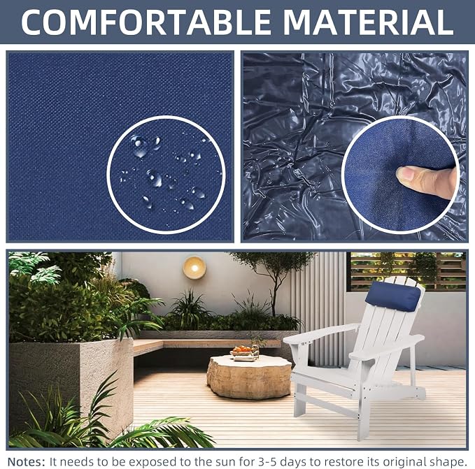 Headrest Pillow for Patio Chaise Lounge Chair, 4 Pack Outdoor Chaise Pillows with Adjustable Elastic Stripe Head Resting Pillows for Recliner Office Chair, Dark Blue