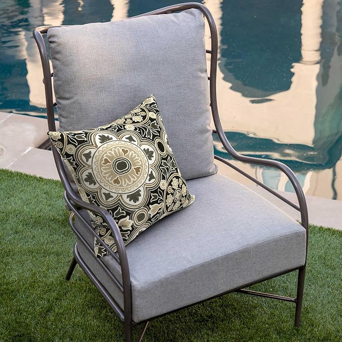 DYTXIII Pack of 2 Outdoor Waterproof Pillow Covers ONLY, 18"x18" Square Decorative Double Printed Throw Pillow Cases for Patio Couch Porch Furniture, Vintage Medallion
