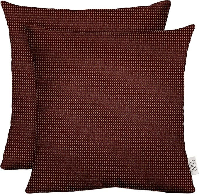 RSH DECOR: Square Throw Pillows Set of 2 | 17" x 17" | Water and Fade-Resistant Performance Fabric | Outdoor Pillow Covers with Down-Alternative Inserts | Made in USA (Kieran Spice Burgundy)
