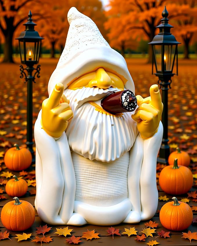 Leverse Middle Finger Decor Statue, 5.9in Smoking Wizard Dwarf- Funny Garden Gnomes Outdoor Decorations for Lawn Patio Yard Home Decor Easter Halloween