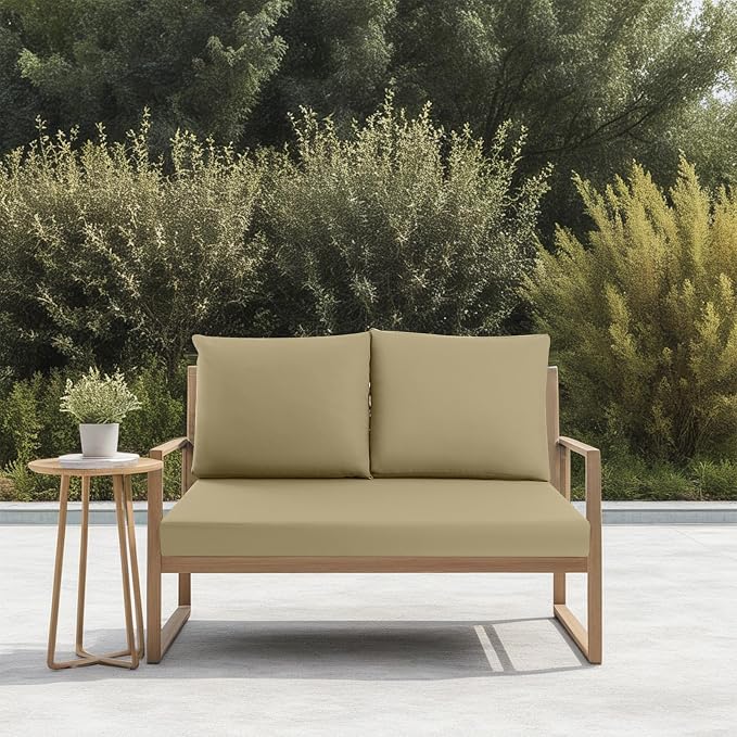 Outdoor Loveseat Cushions for Patio Furniture, Waterproof Cushion | Couch Hampton Bay Deep Seat Cushion Replacement Set 46" x 26", Patio Love Seat Sofa Cushions for Porch Garden Chair, Khaki