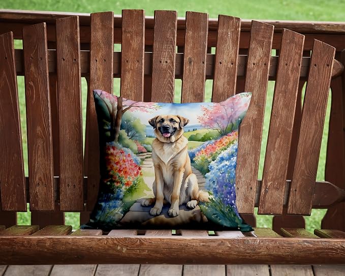 Caroline's Treasures Anatolian Shepherd Spring Garden Throw Pillow Machine Washable, Indoor Outdoor Decorative Pillow for Couch, Bed or Patio, 14Hx14W