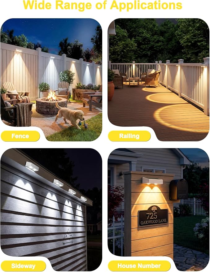 JOFIOS Solar Fence Lights Outdoor with Remote, 9 Fixed Colors ＆ Color Changing Solar Lights Outdoor Waterproof IP65 Dusk-to-Dawn Vinyl Fence Lights for Patio, Railing, Pool, Porch, Backyard, 16 Pack