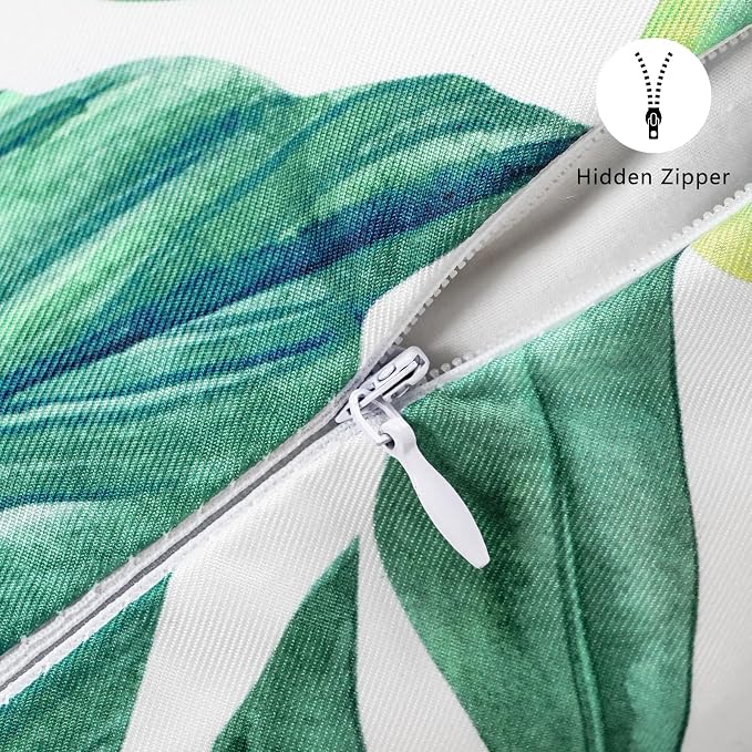 Adabana Outdoor Waterproof Tropical Leaf Pillow Covers 18x18 Inch | Monstera Green Plant Outdoor Pillow Covers Summer Decirative for Patio Furniture Porch Garden Pillows