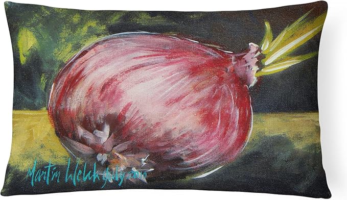 Caroline's Treasures MW1092PW1216 Vegetables - Onion One-Yun Canvas Fabric Decorative Pillow Machine Washable, Indoor Outdoor Decorative Pillow for Couch, Bed or Patio, 12HX16W