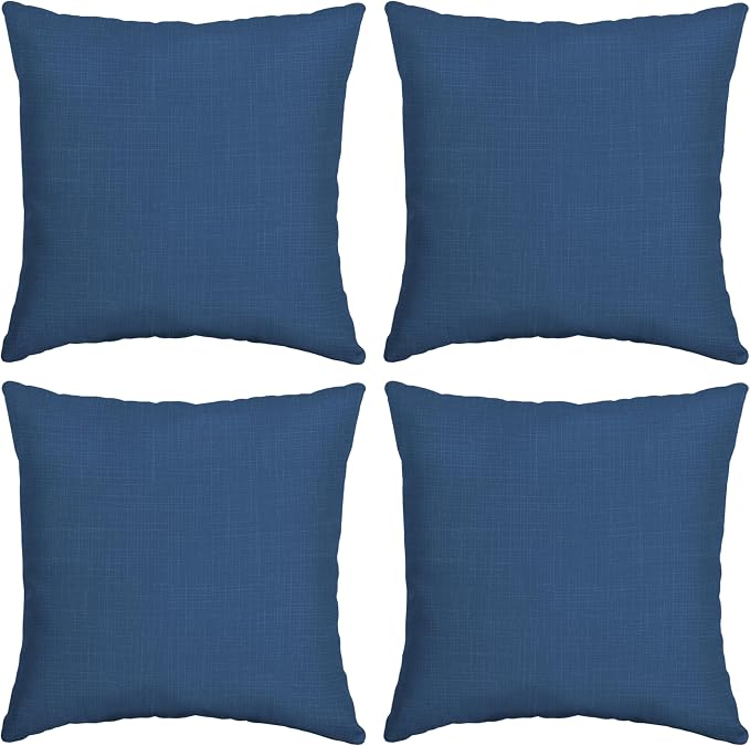Arden Outdoor Toss Pillow, 4-Pack, 16x16, Cobalt Blue | Indoor/Outdoor Décor, Set of 4, 16 x 16, Rain-Proof, Fade Resistant, Mold and Mildew Resistant