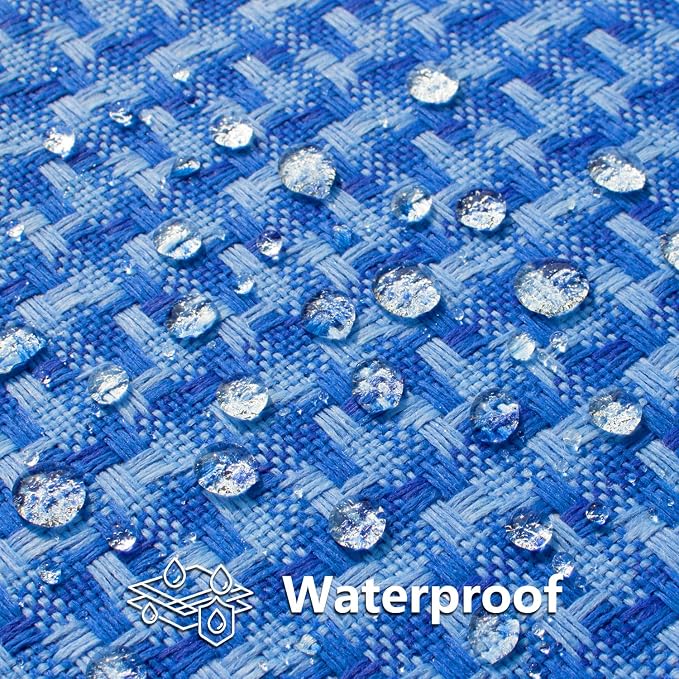 Kevin Textile Outdoor Waterproof 12"x24" Pillow Covers 2 Pack, Blue | Water Resistant Weaving Faux Linen Texture Throw Pillow Covers, Outside Decorative Pillowcases for Garden Patio Balcony Couch
