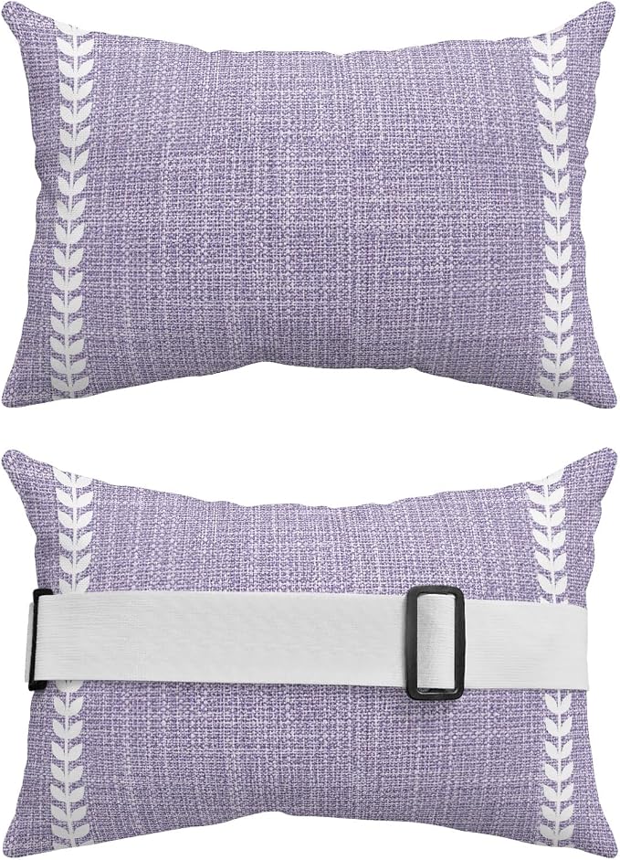 Lavender Purple Outdoor Lumbar Pillow 11x16 Inch, Modern Rustic Simple Striped Elegant Waterproof Throw Pillow Covers with Insert, Decorative Chair Cushions for Patio Garden Recliner