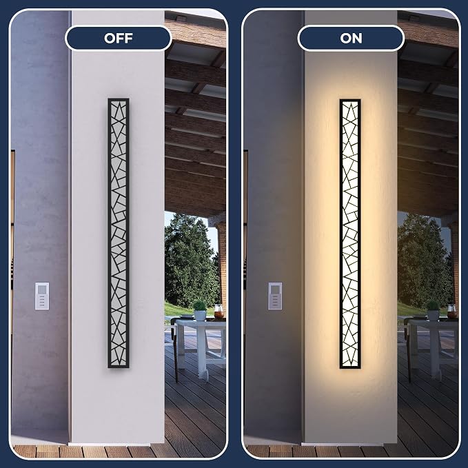 Outdoor Wall Lights 39.4inch Modern Outdoor Wall Sconce LED Long Wall Sconces Black Front Porch Light Waterproof Led Wall Light IP67 3000K Exterior Lighting Fixtures